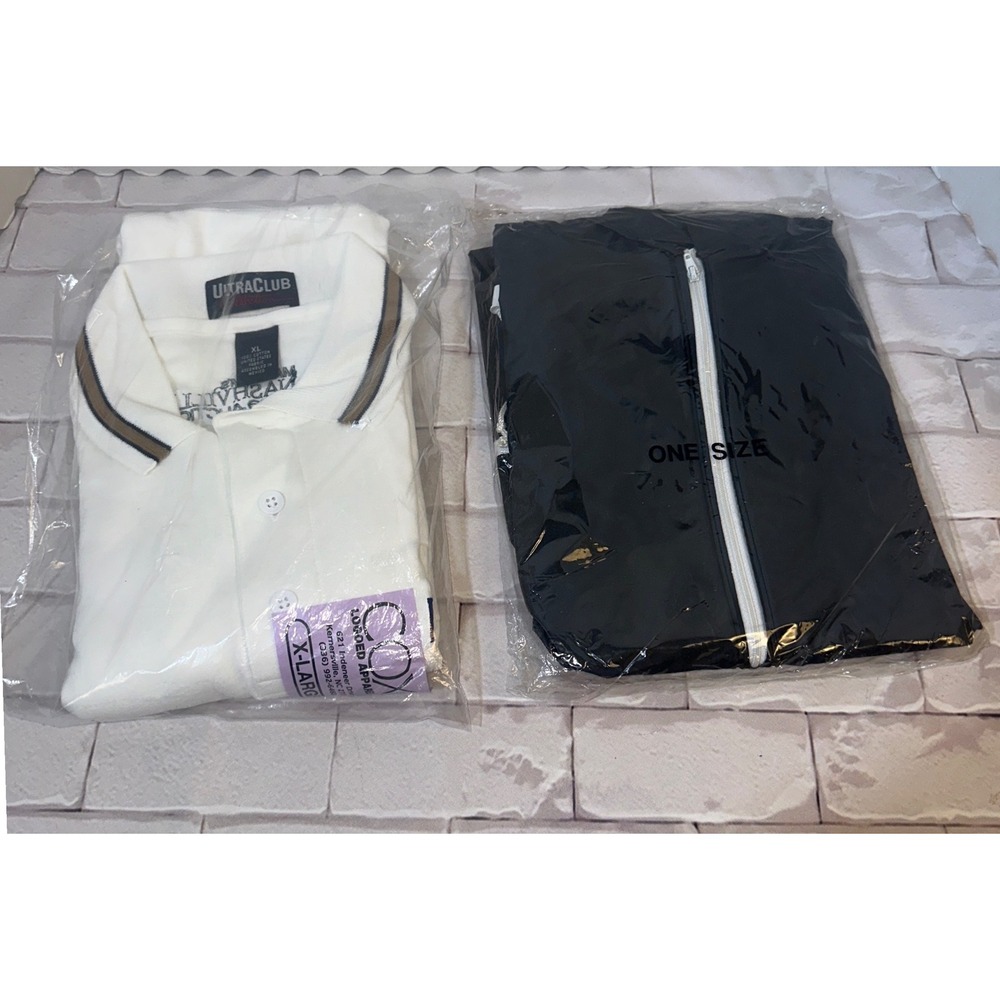 UltraClub GM Polo XL & Armitron USA Rain Jacket One Size New Set White Black